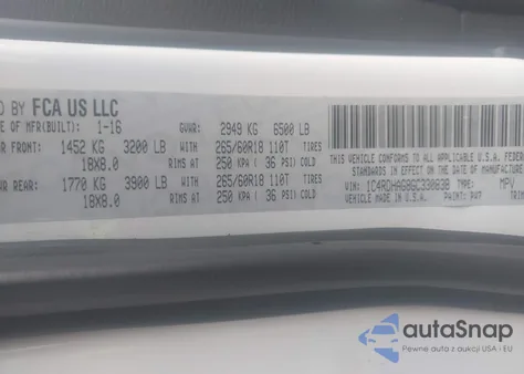 2016 Dodge Durango Sxt z USA, uszkodzony, nr VIN 1C4RDHAG8GC330838